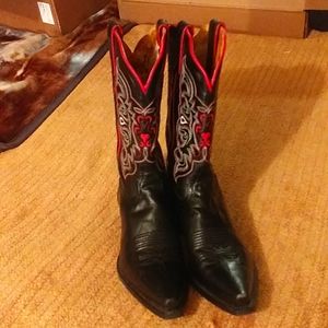 Tony lama black red white cowboy boots